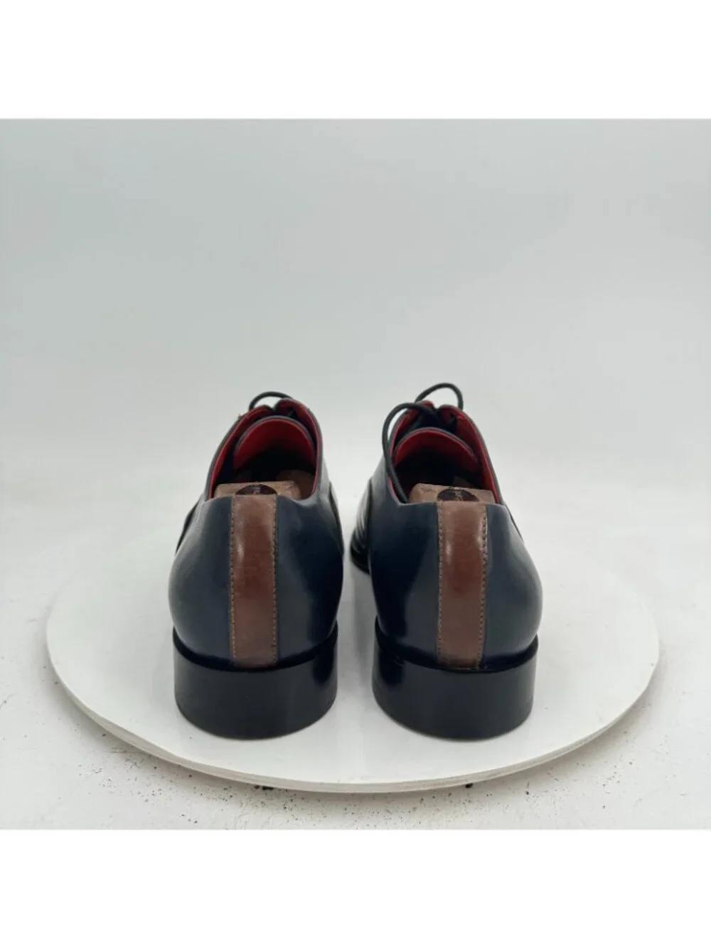 Leonardo Men Size EU 41 US 8 Black Brown Leather Cap Toe Derby Dress Shoes